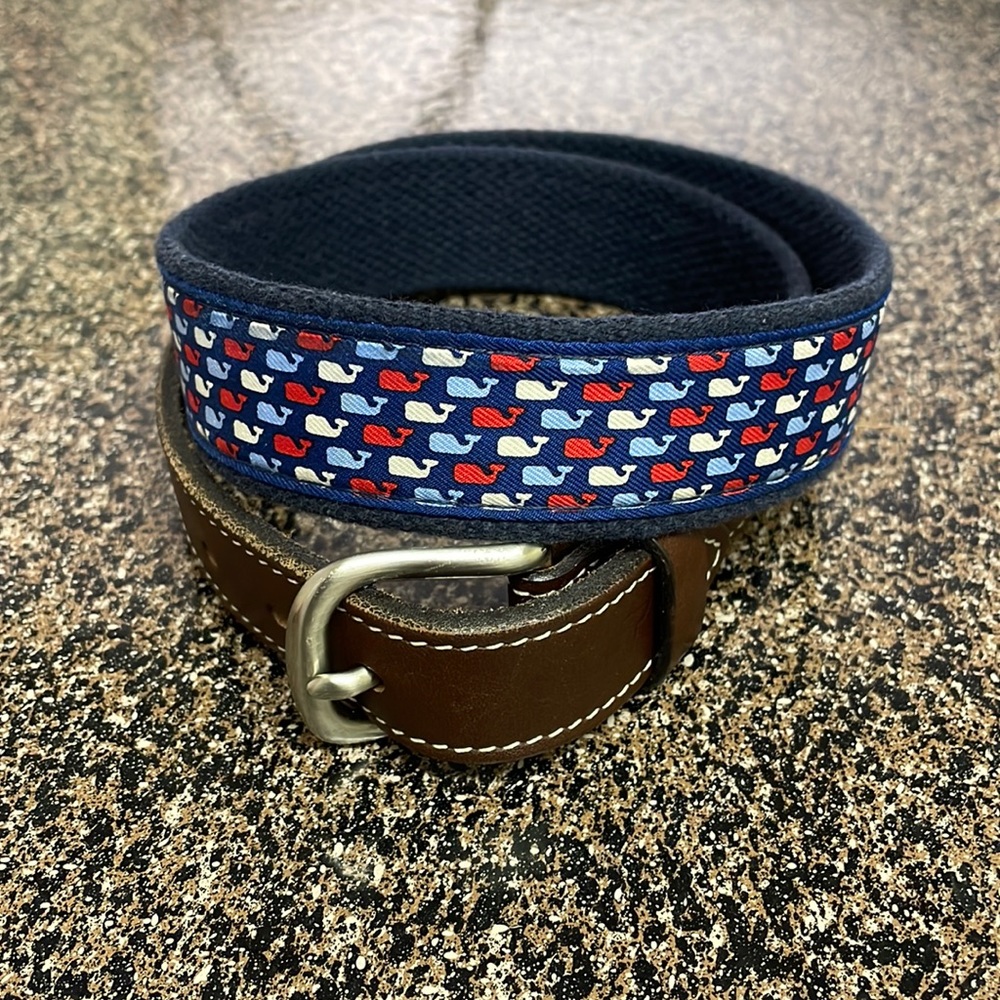 Red, White, & Blue Whales Vineyard Vines Ribbon Belt